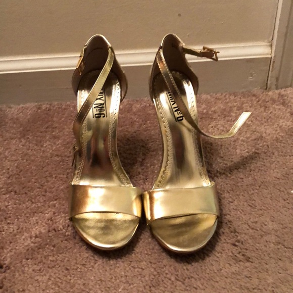 Strappy Gold Heels - Picture 1 of 3